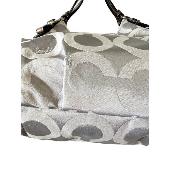 Coach Madison Op Art Sateen Maggie Shoulder Bag in Grey with Snake Skin 17689 - Picture 4 of 7